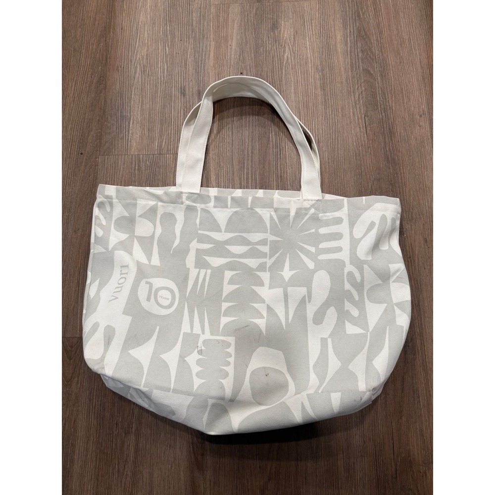 Vuori 10 Year Anniversary Tote Bag Grey White Geometric Abstract Recycled Cotton